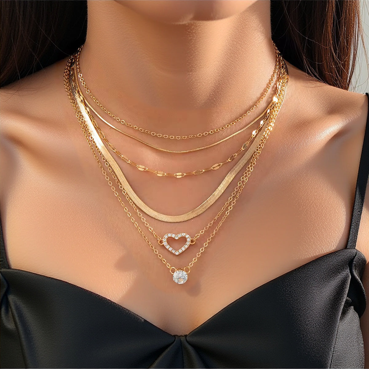 Golden Harmony Layered Necklace Set
