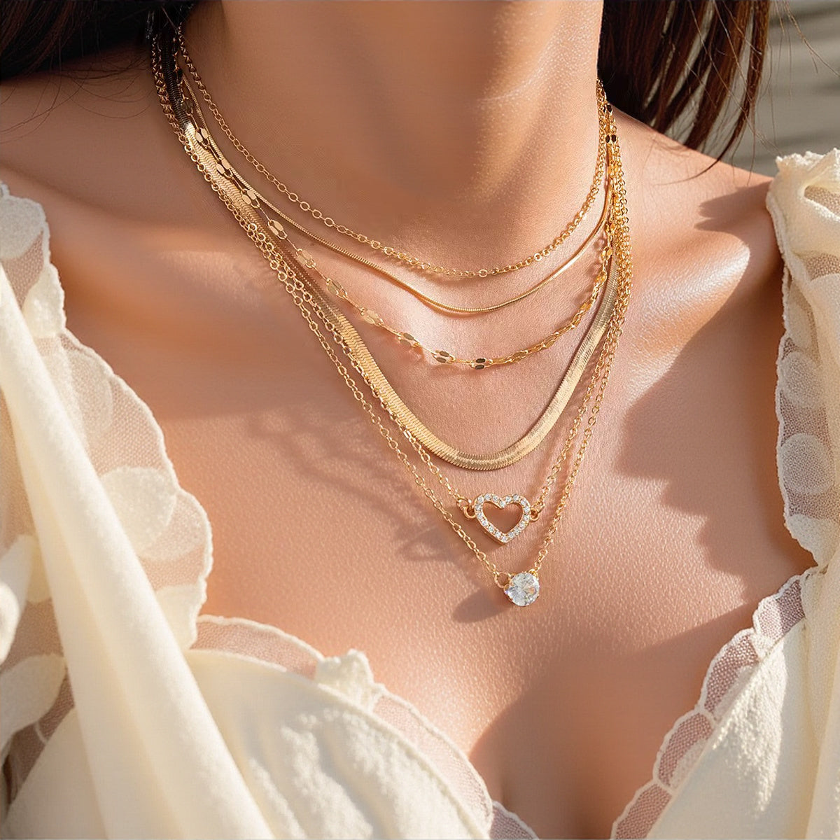 Golden Harmony Layered Necklace Set