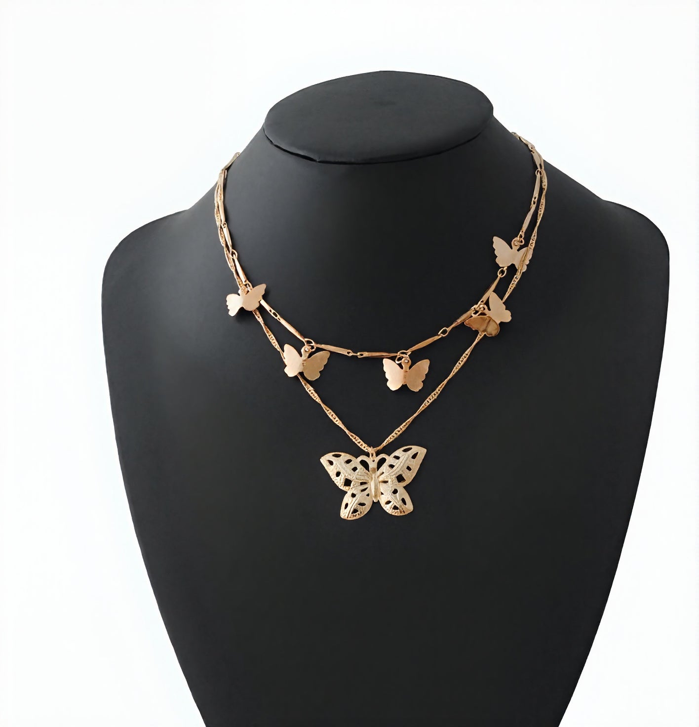 Golden Butterfly Necklace Set