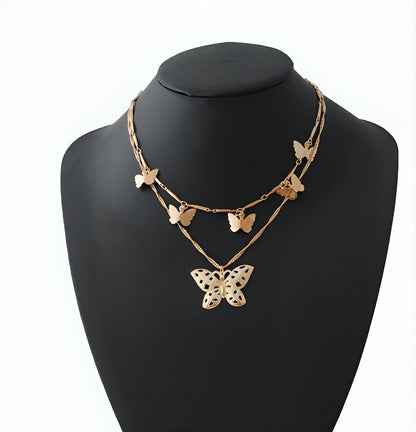 Golden Butterfly Necklace Set