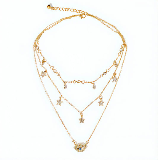 Celestial Eye Layered Necklace Set