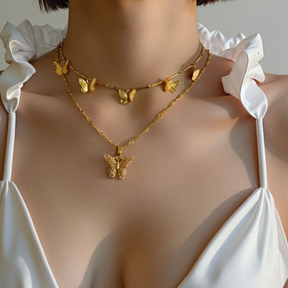 Golden Butterfly Necklace Set